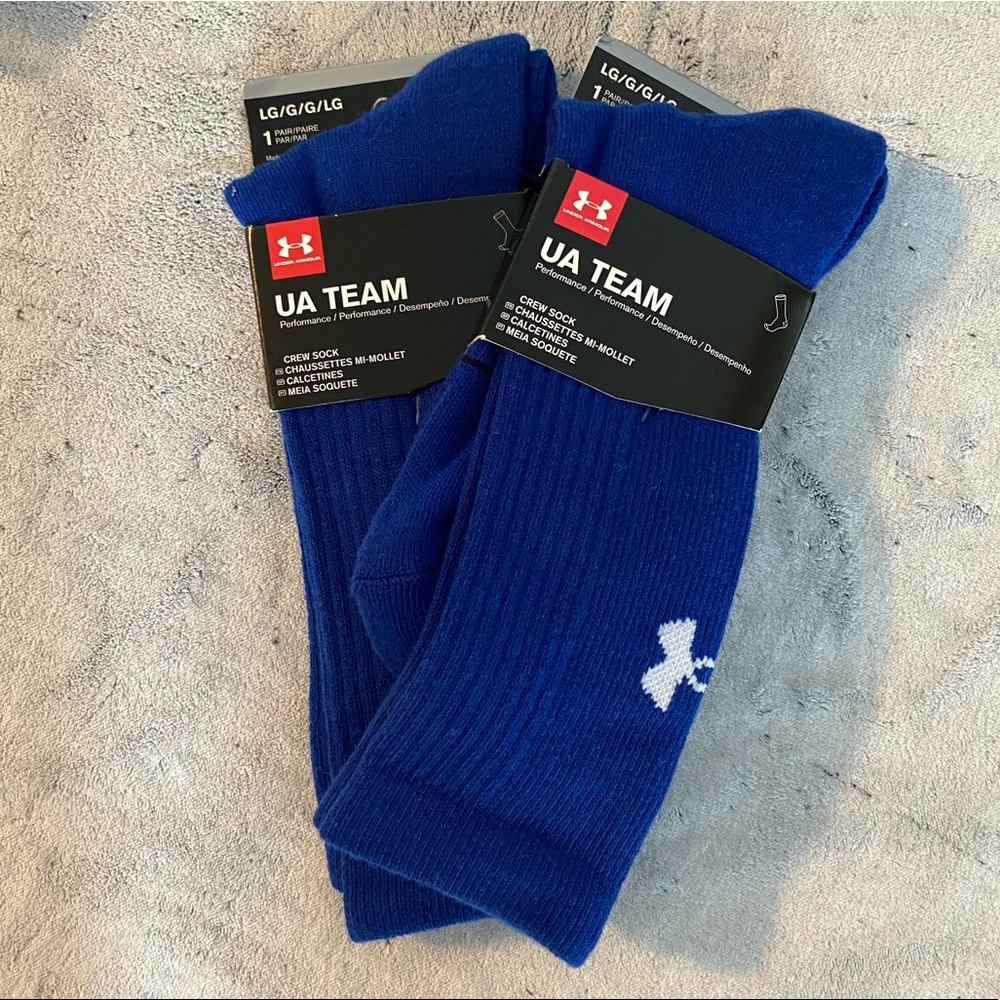 Royal Blue Under Armour UA Team Crew Socks, 2 pair